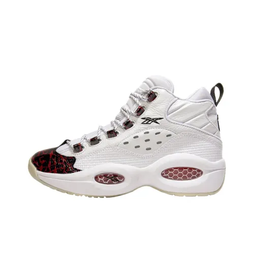 Reebok совместный бренд Question Износостойкий And Легкий MID Топ Винтажные баскетбольные кроссовки Белый и красный