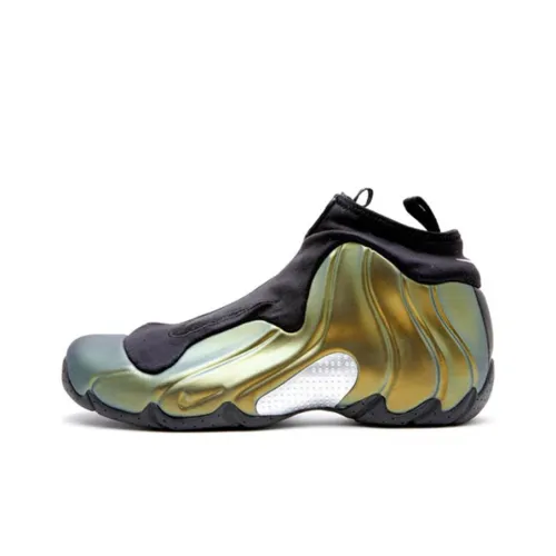 Nike Air Flightposite Металлик Золотой Высокий Топ Винтажные Баскетбольные Кроссовки Мужские Черный Золотой Серебряный Выпуск 2008 года