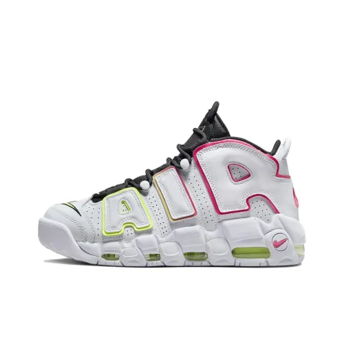 Nike Air More Uptempo 'Электрический' Амортизаторы Slip-resistant MID Топ Винтажные баскетбольные кроссовки Женские Белые Черные