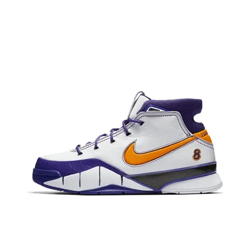 Nike Zoom Kobe 1 Protro Think 16 CLOSE OUT Коби Kobe1 MID Топ Винтажные баскетбольные кроссовки Мужской Белый фиолетовый