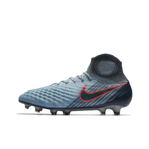 Nike Magista Obra 2 FG Твердый Грунт Амортизаторы Уменьшение Ударов Противоскользящие Устойчивые к Износу Футбольные Бутсы Мужские Синий Серый