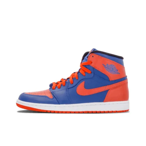 Jordan Air Jordan 1 Ретро Knicks Non Slip Легкий High Top Винтажные баскетбольные кроссовки Мужской Синий Оранжевый