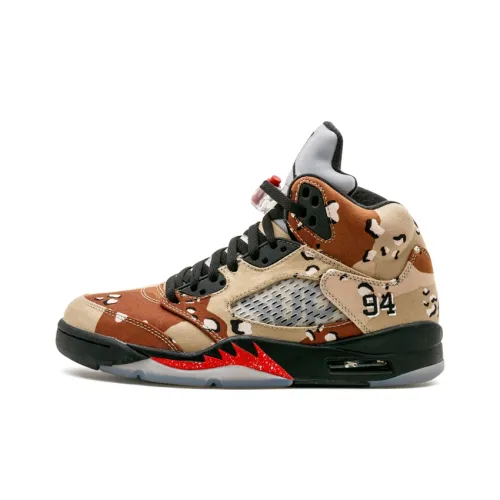 Supreme x Jordan Air Jordan 5 Retro Desert Camo High Top Vintage Баскетбольные Кроссовки Unisex Desert Camo