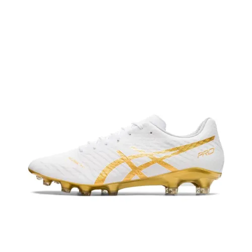 Asics DS LIGHT ACROS 2 DS LIGHT ACROS PRO 2 Устойчивые к истиранию Дышащие Футбольные бутсы Белый золотой