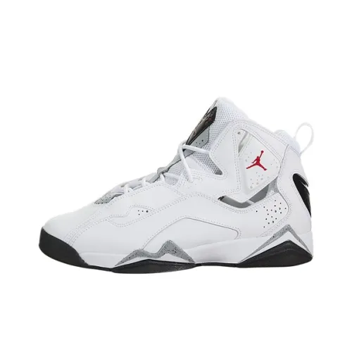 Джордан True Flight Амортизаторы Резистентный MID Топ Винтажные баскетбольные кроссовки Унисекс Белый Серебряный