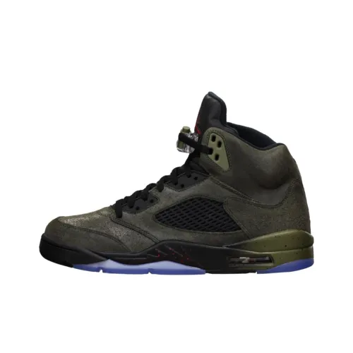 Jordan Air Jordan 5 Retro Fear Pack High Top Vintage Баскетбольные Кроссовки Мужские Армейский Зеленый