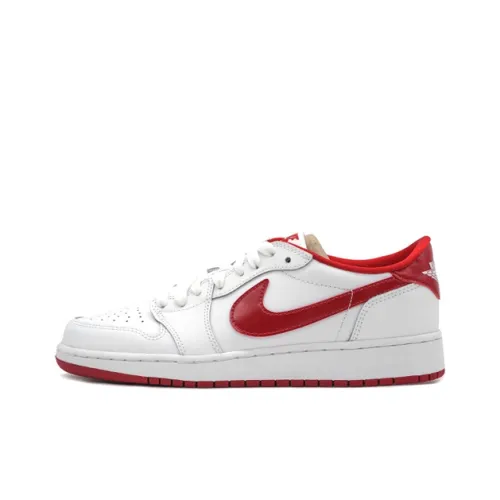 Jordan Air Jordan 1 Ретро Low OG Non Slip Легкий Low Top Винтажные баскетбольные кроссовки Мужской Белый Красный