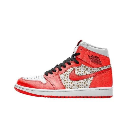Supreme x Jordan Air Jordan 1 Shock Absorbers Slip-Resistant High Top Vintage Basketball Shoes Men's White Orange Supreme x Jordan Air Jordan 1 Амортизирующие противоскользящие высокие баскетбольные кроссовки винтажные мужские белые оранжевые