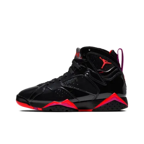 Jordan Air JORDAN 7 Лакированная кожа Дышащий И Легкий Высокий топ Винтажные баскетбольные кроссовки Женские Черный Красный