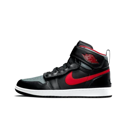 Jordan Air Jordan 1 FlyEase High Топ Винтажные баскетбольные кроссовки Мужской Черный серый красный