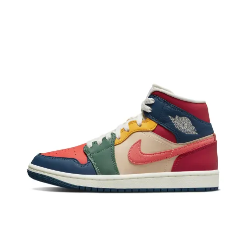 Jordan Air Jordan 1 MID SE 'MULTI Цвет' MID Топ Винтажные баскетбольные кроссовки Женские Синий Розовый