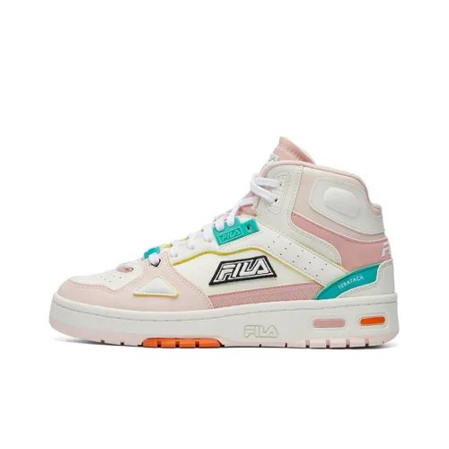 FILA FUSION Fila Heritage Амортизация Износостойкий MID Топ Винтажные баскетбольные кроссовки Женские Персиково-розовый