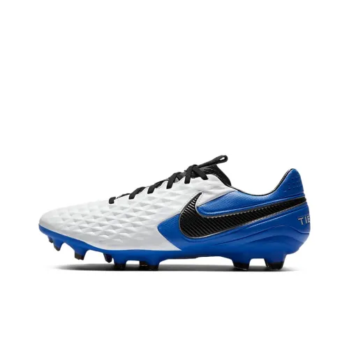 nike Tiempo Legend 8 FG Твердый грунт Природная трава Амортизаторы Уменьшение сцепления Футбольные бутсы Унисекс Синий Белый Черный