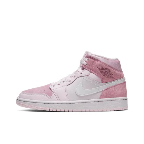 Jordan Air Jordan 1 MID Цифровой Розовый Противоскользящий MID Топ Винтажные баскетбольные кроссовки Женские Вишневый цветок Розовый