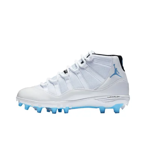 Jordan Air Jordan 11 Ретро Клепки Columbia Амортизаторы Slip-resistant (противоскользящие) Abrasion-resistant (устойчивые к истиранию) Футбольные бутсы Мужские Белые