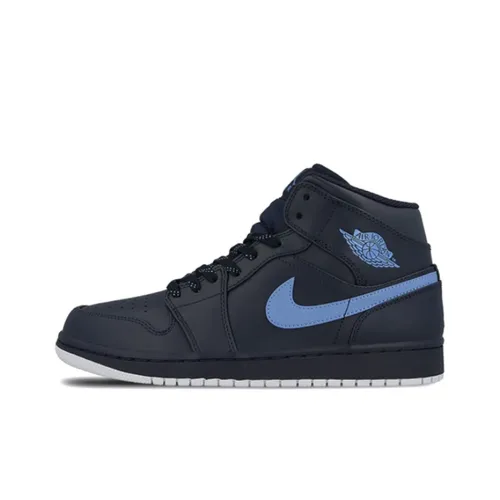 Jordan Air Jordan 1 MID Амортизаторы Slip-resistant MID Топ Винтажные баскетбольные кроссовки Мужской Морской синий