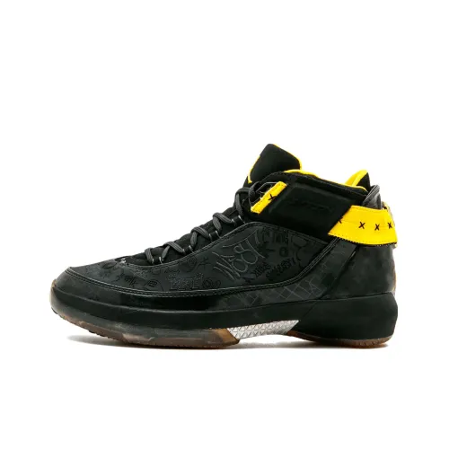 Jordan Air Джордан 22 OG West Coast PE Нескользящий Легкий MID Топ Винтажные баскетбольные кроссовки Мужской Черный Желтый