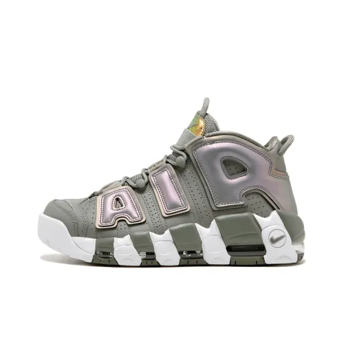 Nike Air More Uptempo Радужный Non Slip Легкий MID Топ Винтажные Баскетбольные Кроссовки Женские Серый Синий