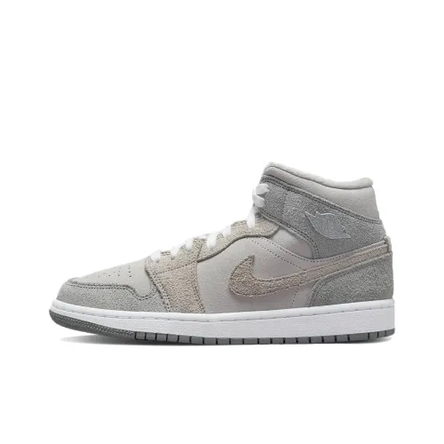 Jordan Air Jordan 1 MID SE MID Топ Винтажные баскетбольные кроссовки Женские Серый