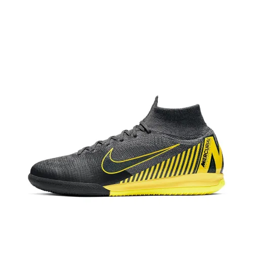 nike Mercurial Superfly 6 IC IN Амортизаторы Shock Absorbers Противоскользящие Устойчивые к истиранию Футбольные бутсы Мужские Серый Желтый