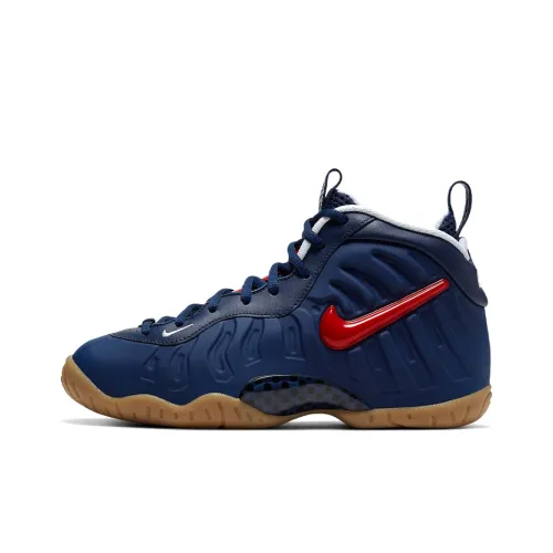 Nike Foamposite Pro Амортизаторы Шок Устойчивость к Износу MID Топ Винтажные баскетбольные кроссовки Женские Синий Красный
