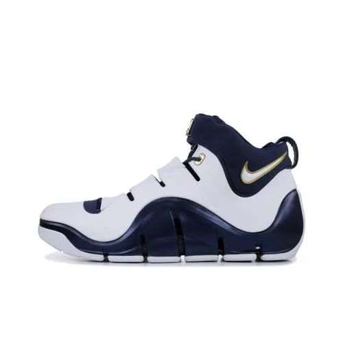 Nike Lebron 4 West Coast MID Топ Винтажные Баскетбольные Кроссовки Мужские Синие Белые