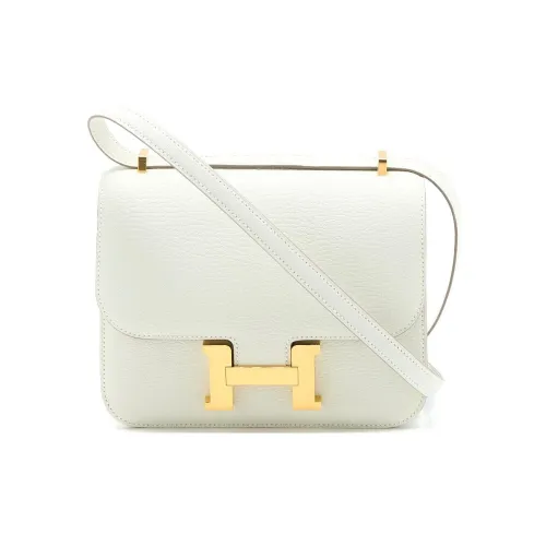 HERMES Constance Mysore Шевро Сумка через плечо Мини Женская Гриб Белый