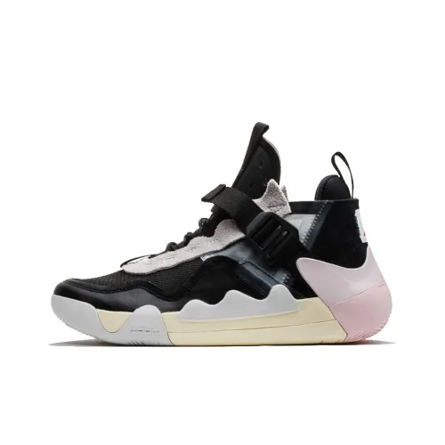 Джордан Defy SP Шокабойеры Нижняя юбка Резистентный MID Топ Винтажные баскетбольные кроссовки Мужской Черно-розовый