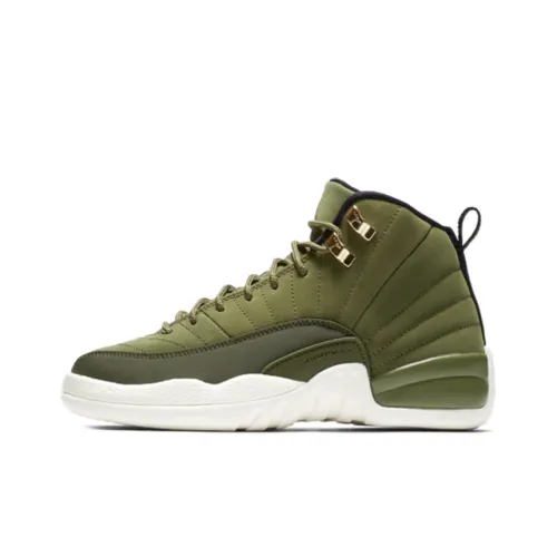 Jordan Air Jordan 12 Retro Chris Paul CLASS OF 2003 High Top Vintage Баскетбольные Кроссовки Женские Оливково-Зеленые