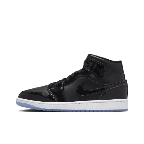 Jordan Air Jordan 1 MID 'Space Jam' Slip-resistant Abrasion-resistant MID Top Vintage Basketball Shoes Men's Black Джордан Эйр Джордан 1 Мид 'Space Jam' Противоскользящий Устойчивый к износу Мид Топ Винтажные Баскетбольные Кроссовки Мужские Черные