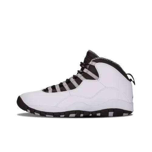 Jordan Air Jordan 10 Retro Steel High Top Vintage Баскетбольные Кроссовки Мужские Черный Белый 2013