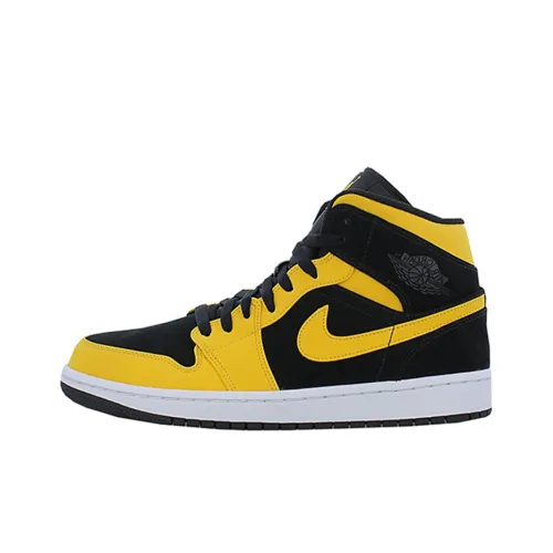 Jordan Air Jordan 1 MID Reverse New Love Lower Resistant MID Top Винтажные баскетбольные кроссовки Мужской Черный Желтый
