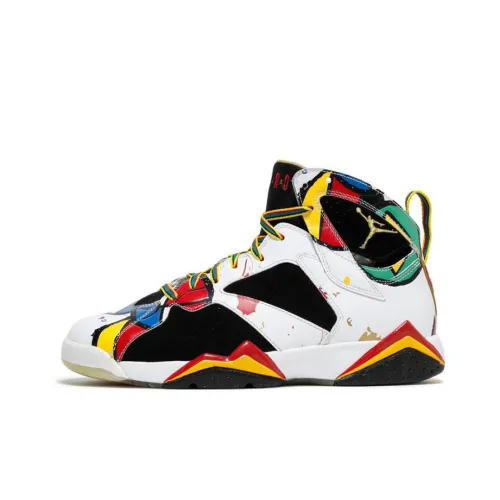 Jordan Air JORDAN 7 Ретро Miro Нескользящий Легкий Высокий Топ Винтажные Баскетбольные Кроссовки Мужские Белый Черный