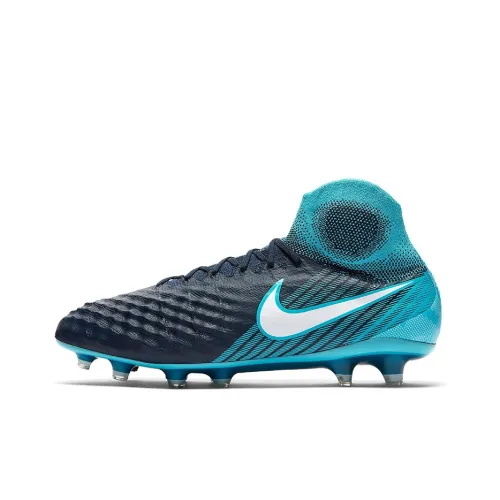 Nike Magista Obra 2 FG Твердый Грунт Амортизаторы Ударопрочный Противоскользящий Аbrasion Resistant Футбольные бутсы Мужской Синий