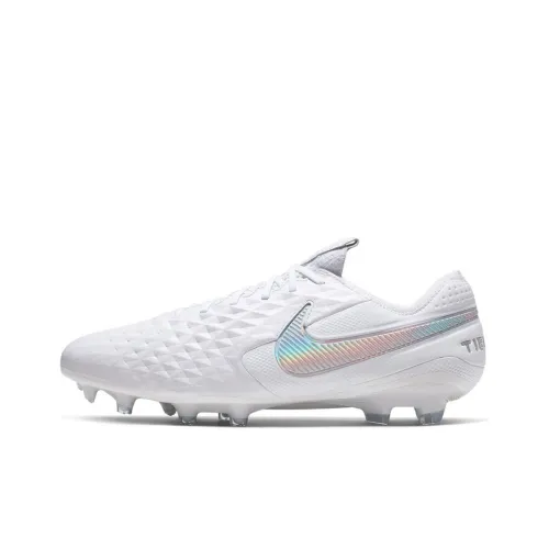 Nike Tiempo Legend 8 FG Твердый грунт Противоскользящие Устойчивые к истиранию Футбольные бутсы Мужские Белые