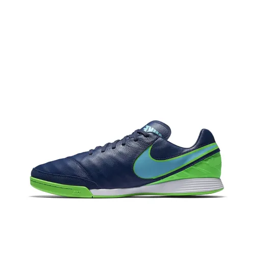 nike Tiempo Mystic 5 IC IN Амортизаторы Shock Absorbers Противоскользящие Устойчивые к истиранию Футбольные бутсы Мужские Синие Зеленые