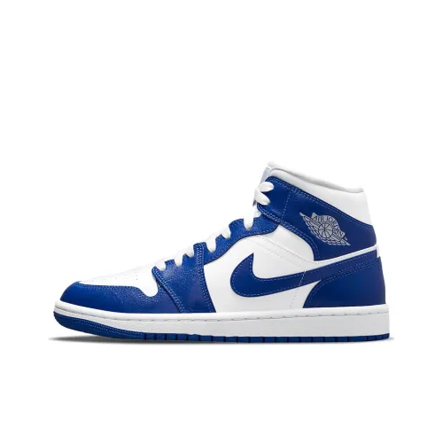 Jordan Air Jordan 1 MID 'Kentucky' MID Топ Винтажные баскетбольные кроссовки Женские Белые Синие