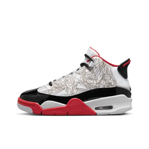 Джордан Dub Zero High Топ Винтажные Баскетбольные Кроссовки Женские Черный Белый Красный