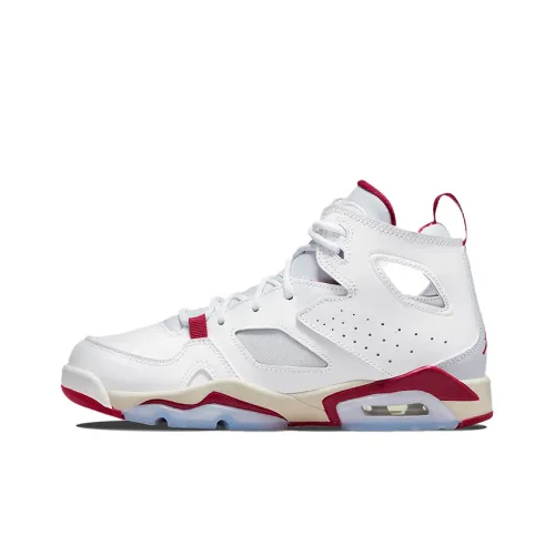 Джордан FLTCLB '91 Противоскользящий и Устойчивый к Износу Покрытие Высокий Верх Винтажные Баскетбольные Кроссовки GS Белый Красный