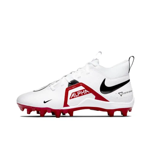 Nike Alpha Menace FG Твердый грунт Амортизаторы Ударопрочный Противоскользящий Аbrasion Resistant Футбольные бутсы Мужской Белый и красный