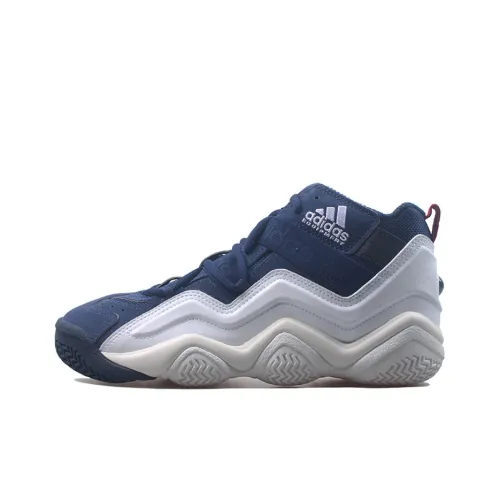 Adidas Originals TOP TEN 2000 Амортизаторы Slip-resistant MID Топ Винтажные баскетбольные кроссовки Мужской Белый Синий