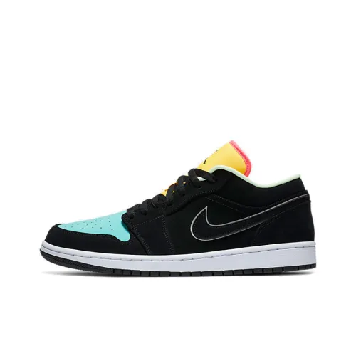 Jordan Air Jordan 1 Low Топ Винтажные Баскетбольные Кроссовки Мужские Черные Синие Желтые