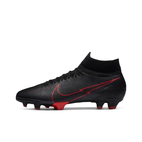 Nike Mercurial Superfly 7 FG Твердый Грунт Противоскользящие Футбольные Бутсы Унисекс Черный Красный