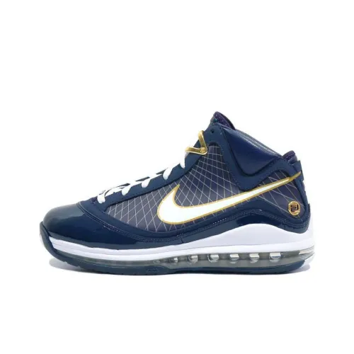 Nike Lebron 7 Университетский OF Akron MID Топ Винтажные баскетбольные кроссовки Мужской Синий