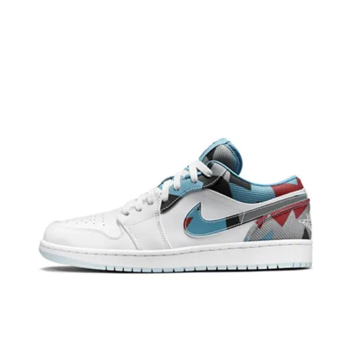 Jordan Air Jordan 1 Retro Low N7 Anti-Slip Lightweight Low Top Vintage Баскетбольные Кроссовки Мужские Белый Синий