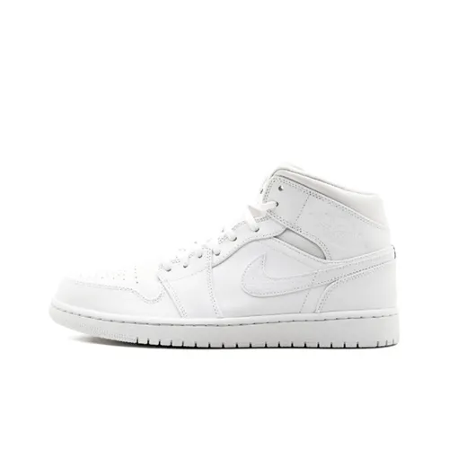 Jordan Air Jordan 1 MID Амортизация Легкий MID Топ Винтажные баскетбольные кроссовки Мужской Чисто белый