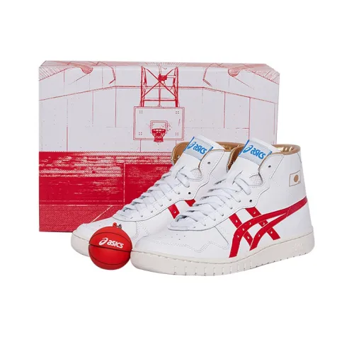 Asics Japan L Ретро Высокий Топ Винтажные Баскетбольные Кроссовки Унисекс Белый Красный