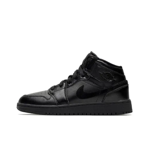 Jordan Air Jordan 1 MID 'Глубокий черный' Амортизаторы Slip-resistant MID Топ Винтажные баскетбольные кроссовки Женские Чисто черный