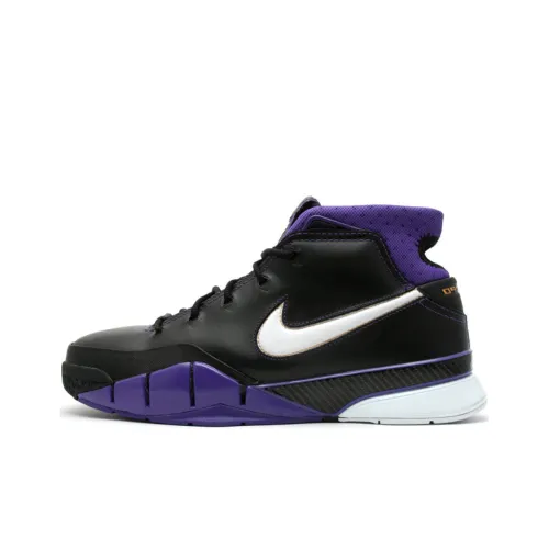 Nike Zoom Kobe 1 Коби Нескользящий Легкий Высокий Топ Винтажные Баскетбольные Кроссовки Мужские Черные Фиолетовые