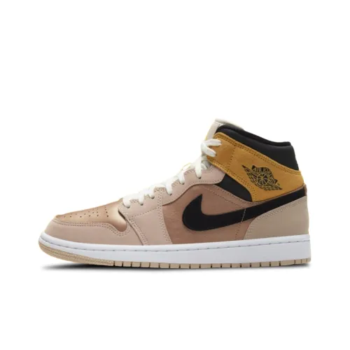 Jordan Air Jordan 1 MID SE 'Particle Beige' MID Топ Винтажные баскетбольные кроссовки Женские Розовый Черный Оранжевый